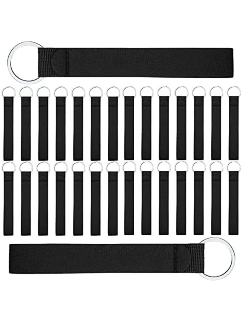 30 Black Neoprene Wristband Keychains - DIY Lanyard Accessories for Events